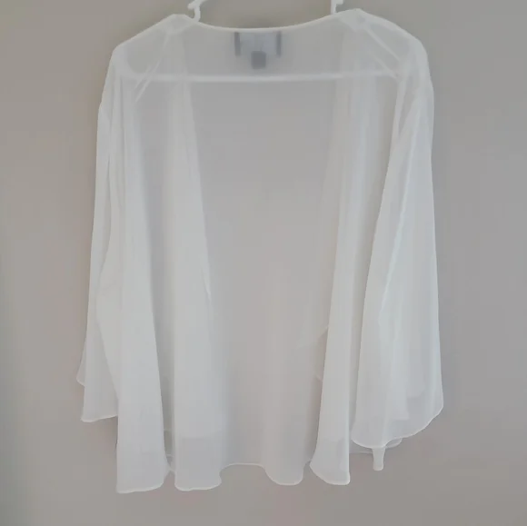 NWT Ivory White Chiffon Sheer Bolero Jacket Cover Up - Picture 2 of 7